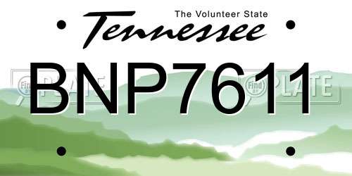 BNP7611 Tennessee License Plate