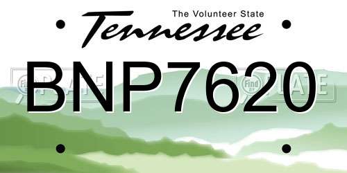 BNP7620 Tennessee License Plate