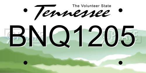 BNQ1205 Tennessee License Plate