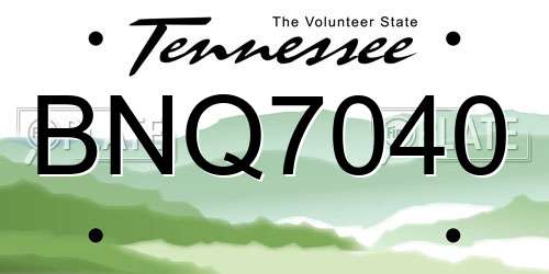 BNQ7040 Tennessee License Plate