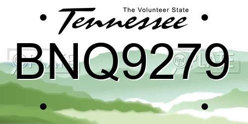 BNQ9279 Tennessee License Plate