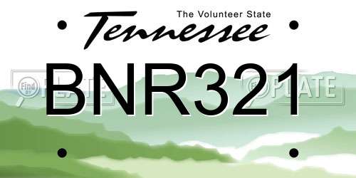 BNR321 Tennessee License Plate