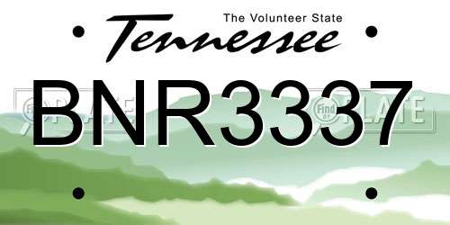 BNR3337 Tennessee License Plate