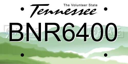 BNR6400 Tennessee License Plate