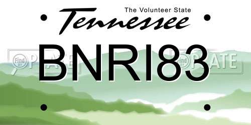 BNRI83 Tennessee License Plate