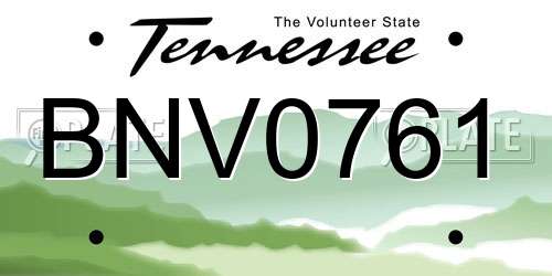 BNV0761 Tennessee License Plate