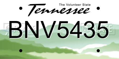 BNV5435 Tennessee License Plate