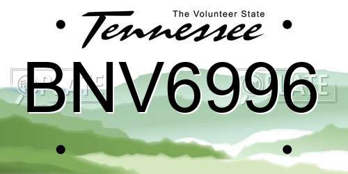 BNV6996 Tennessee License Plate