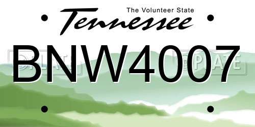 BNW4007 Tennessee License Plate