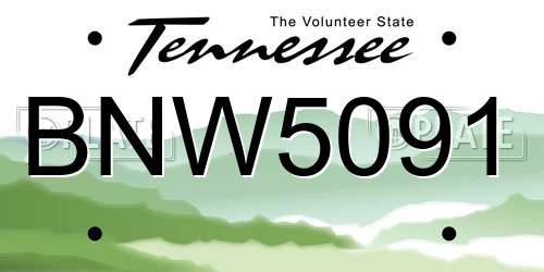 BNW5091 Tennessee License Plate