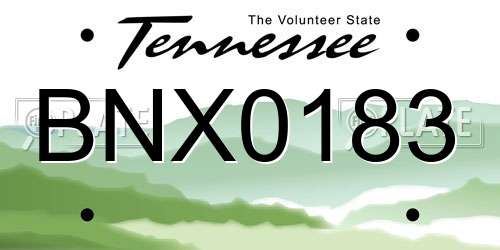 BNX0183 Tennessee License Plate