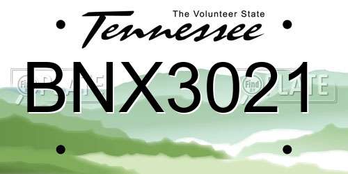 BNX3021 Tennessee License Plate