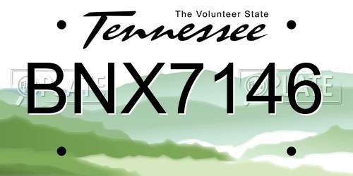 BNX7146 Tennessee License Plate