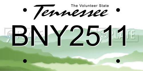 BNY2511 Tennessee License Plate