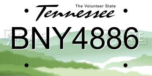 BNY4886 Tennessee License Plate