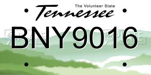 BNY9016 Tennessee License Plate