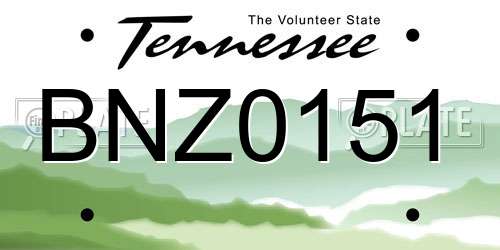 BNZ0151 Tennessee License Plate