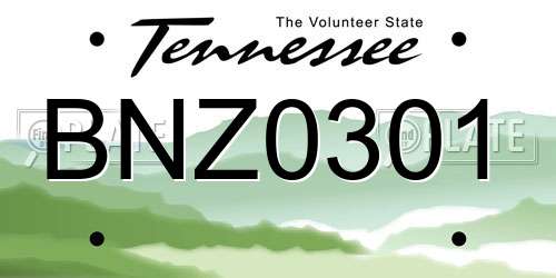 BNZ0301 Tennessee License Plate
