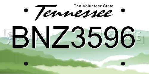 BNZ3596 Tennessee License Plate