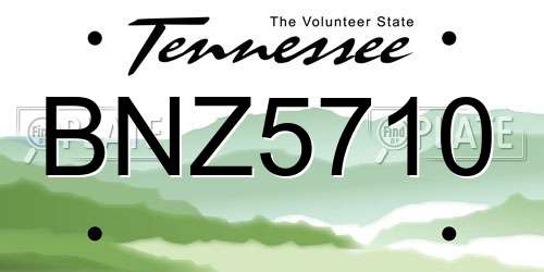 BNZ5710 Tennessee License Plate
