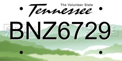 BNZ6729 Tennessee License Plate
