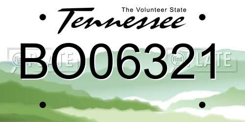 BO06321 Tennessee License Plate