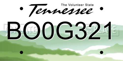 BO0G321 Tennessee License Plate
