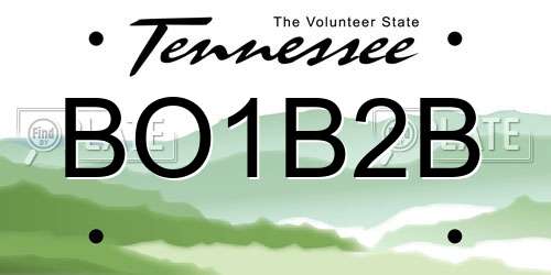 BO1B2B Tennessee License Plate