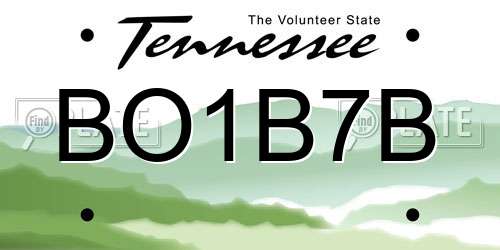 BO1B7B Tennessee License Plate