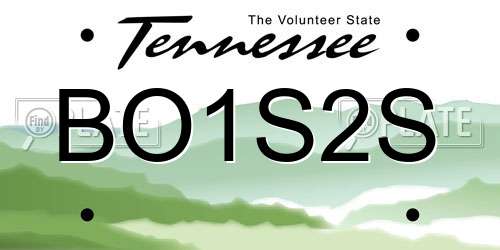 BO1S2S Tennessee License Plate