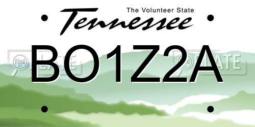 BO1Z2A Tennessee License Plate