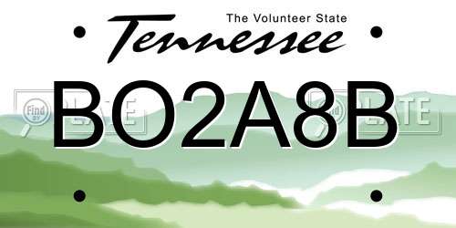 BO2A8B Tennessee License Plate