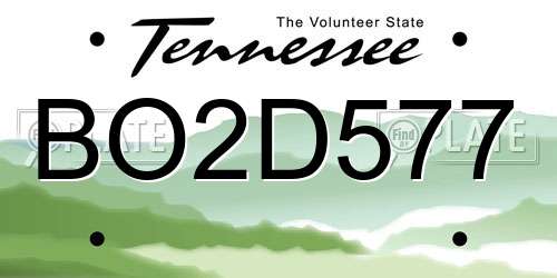 BO2D577 Tennessee License Plate