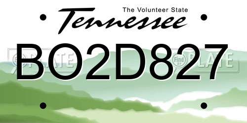 BO2D827 Tennessee License Plate