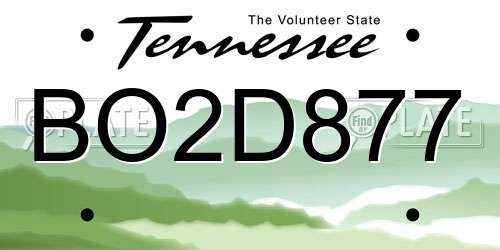 BO2D877 Tennessee License Plate
