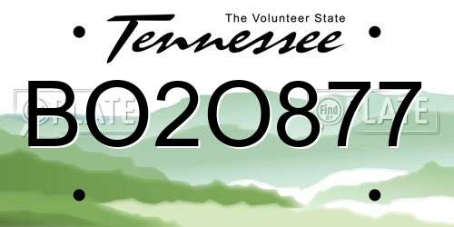 BO2O877 Tennessee License Plate
