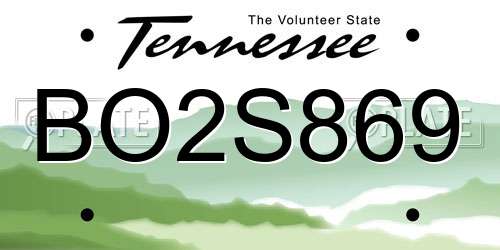 BO2S869 Tennessee License Plate