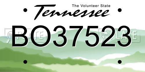 BO37523 Tennessee License Plate