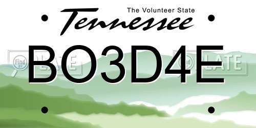 BO3D4E Tennessee License Plate