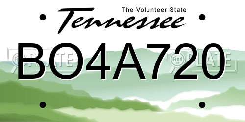 BO4A720 Tennessee License Plate