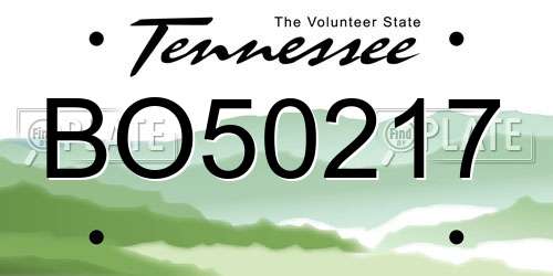 BO50217 Tennessee License Plate