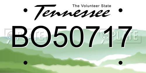 BO50717 Tennessee License Plate