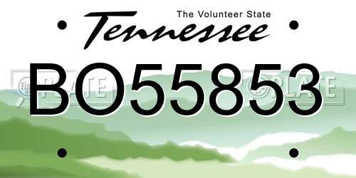 BO55853 Tennessee License Plate