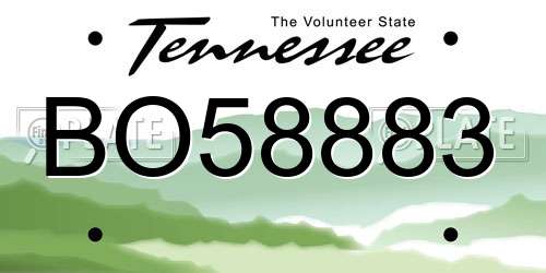 BO58883 Tennessee License Plate