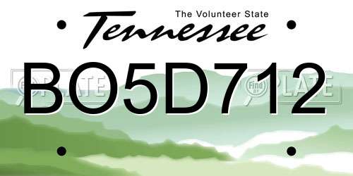 BO5D712 Tennessee License Plate