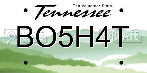 BO5H4T Tennessee License Plate