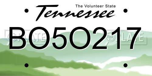 BO5O217 Tennessee License Plate