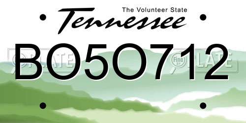 BO5O712 Tennessee License Plate