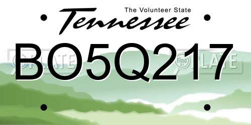 BO5Q217 Tennessee License Plate