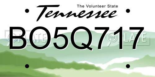 BO5Q717 Tennessee License Plate